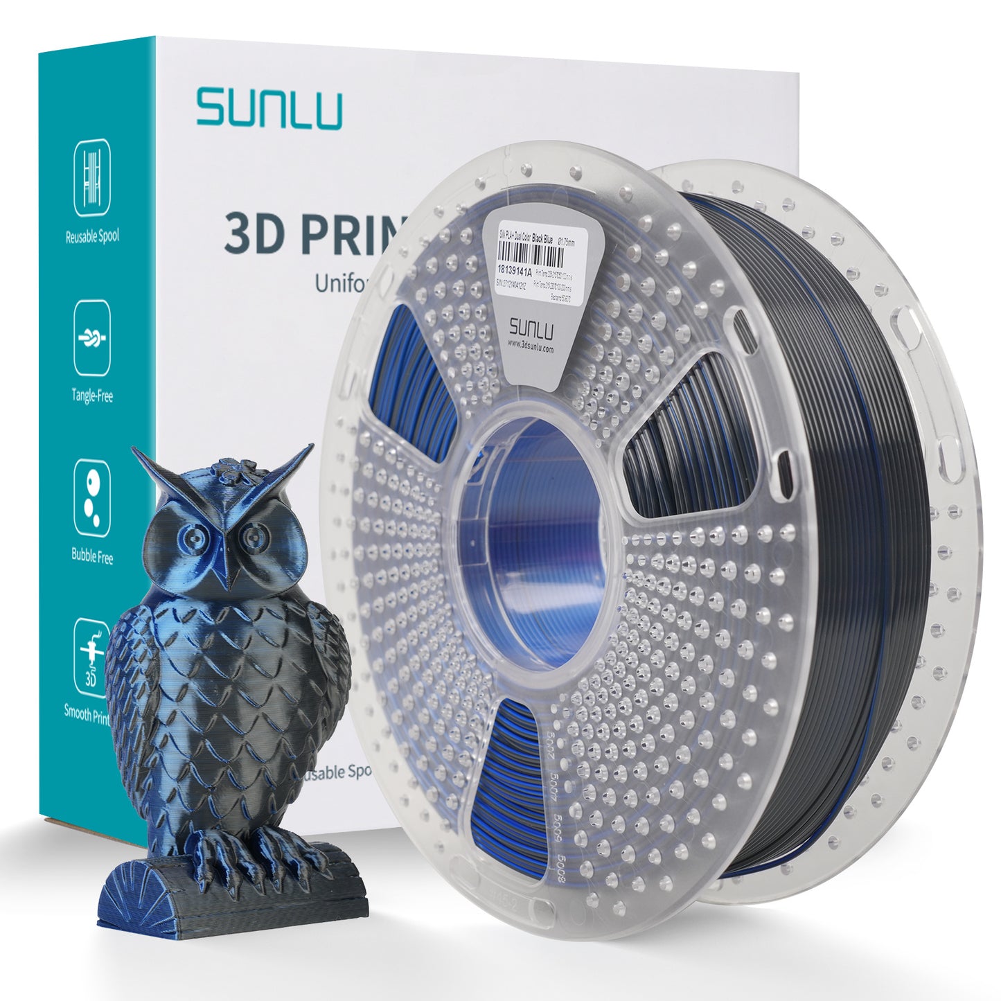 Sunlu Silk PLA+ Dual-Color Black Blue